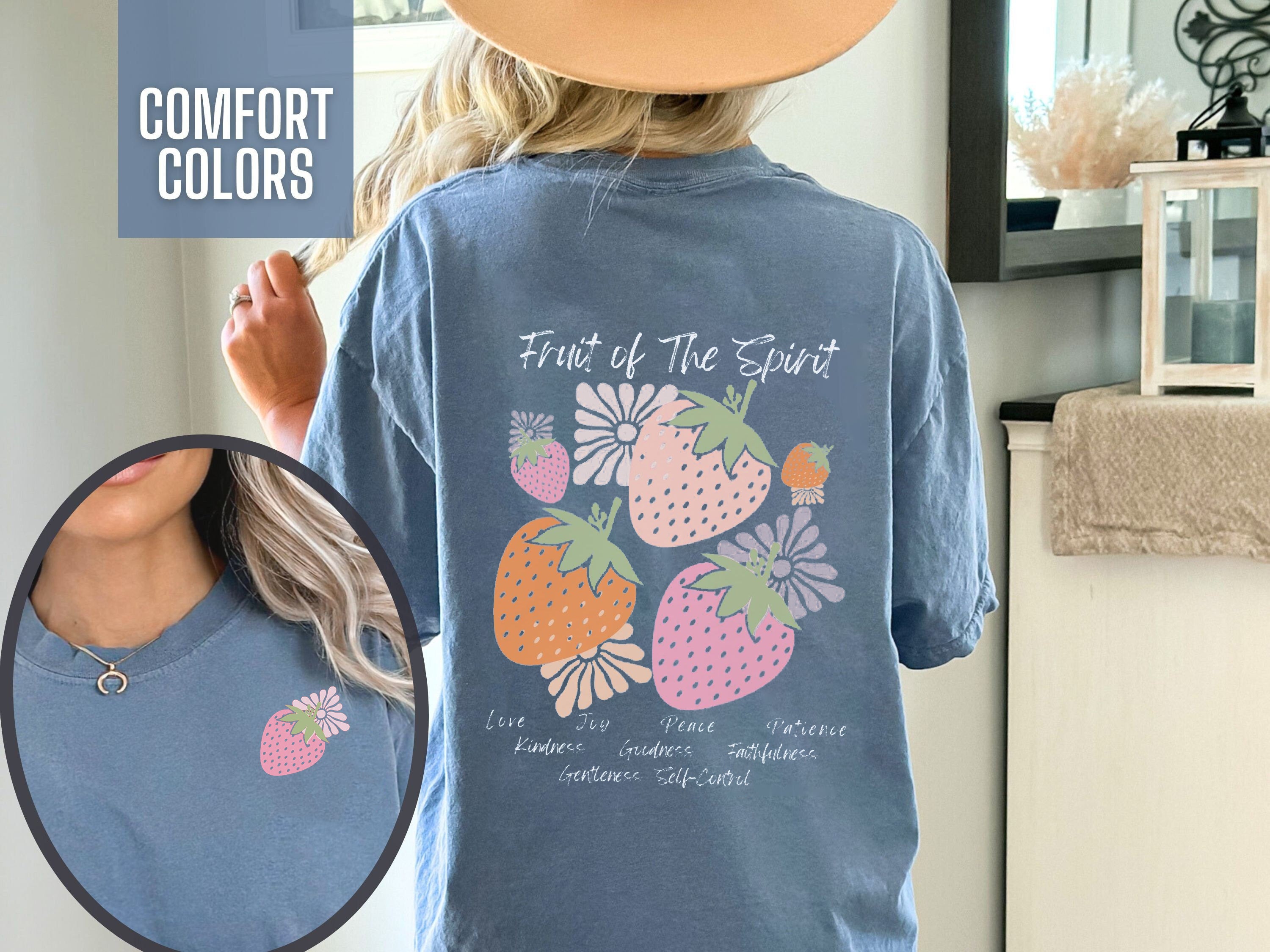 Christian Shirt, Boho Christian Tshirt, Custom Comfort Colors, Bible Verse T-Shirt, Faith Top, Religious Apparel for Women, Fruit of Spirit